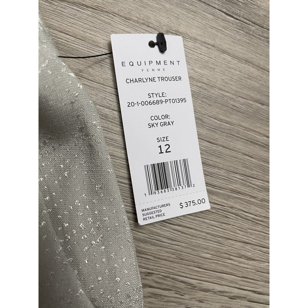 New NWT Women's Equipment Femme Charlyne Trouser Pants Silver Gray Size crop  12 - Picture 9 of 12